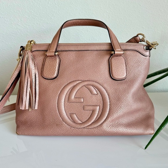 GUCCI SOHO ☆ Rose Gold Metallic Pebbled Calfskin ☆ Japan Exclusive ☆ W/Strap ☆ - Picture 14 of 14